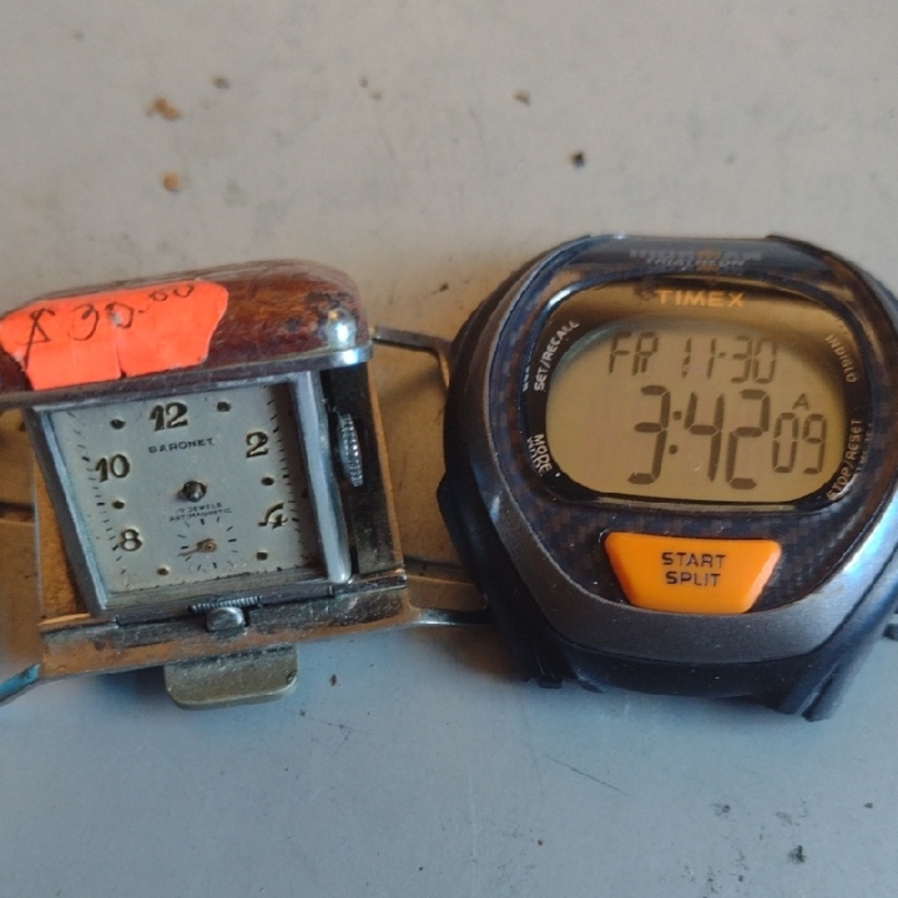 Timex  Ironman Black and Orange Digital Smartwatch+1950's Clock Watch ⌚